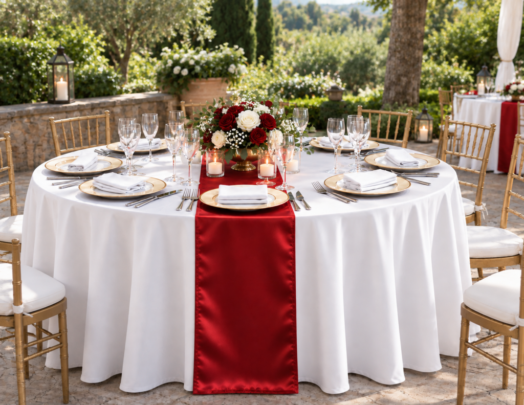 Chemin de table rouge satin