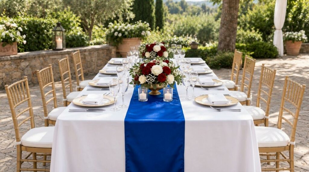 Chemin de table bleu roi